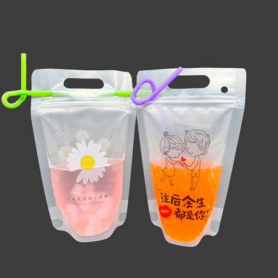 acheter 17 oz de jus de smoothie fermeture à glissière recouvrée sac à boissons avec trous suspendus pailles et entonnoir online manufacture