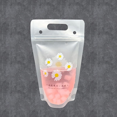 acheter Daisy Flower Design Sacs à jus à support Fermeture à glissière Sac de smoothie pour adultes Boissons chaudes et froides Liqueur avec paillettes online manufacture