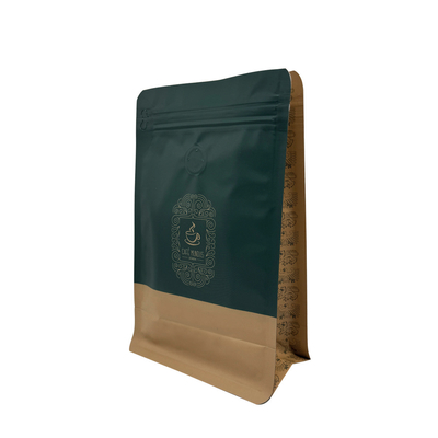 acheter Imprimé sur mesure 250 G AL Foil revêtu de fond plat Café avec fermeture à glissière avant et vanne à sens unique pour les grains de café Poudre de café online manufacture