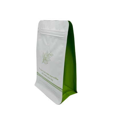 acheter 250g boîte plate carré fond sac à café avec vanne et fermeture à glissière luxe mat blanc en papier d'aluminium revêtu online manufacture