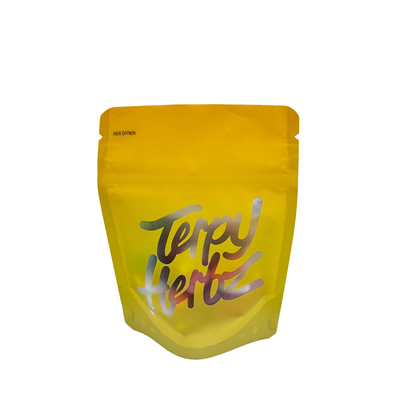 acheter Gradient jaune mat un côté feuille un côté clair sac debout 3,5 G Weedwith fermeture éclair à l' épreuve des enfants online manufacture