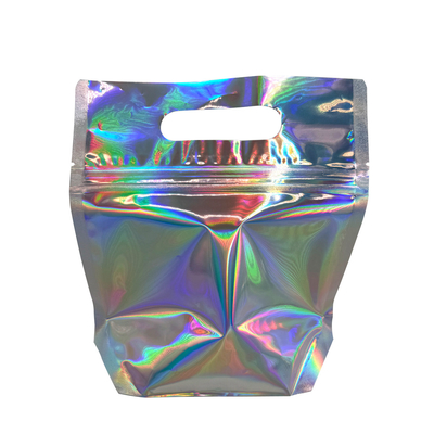 acheter Sacs Mylar holographiques à refaire à l'usage à l'odeur de papier d'aluminium sacs à fermeture à glissière avec un trou de poignée pour le stockage des aliments online manufacture