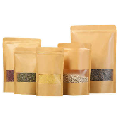 acheter En stock Kraft Stand Up Poches avec fermeture à glissière recouverte Pour le riz épices haricots Bonbons Snacks online manufacture