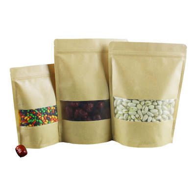 acheter Sacs Kraft en plastique laminé imperméable à l'eau, à fermeture à glissière, marron, avec fenêtre pour le stockage du thé, des grains de café, des emballages alimentaires online manufacture