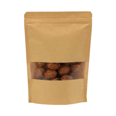 acheter 16 onces de PLA biodégradable naturel Kraft Poches debout à fermeture fermée sac fermeture à glissière pour les noix sèches online manufacture