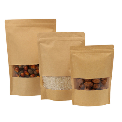 acheter Kraft PLA bio dégradable sacs debout avec fenêtre transparente et fermeture à glissière pour les fruits secs online manufacture