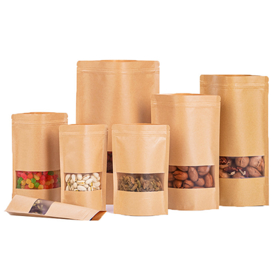 acheter Brown Kraft Stand Up Pouch avec fermeture à glissière et fenêtre transparente mate online manufacture