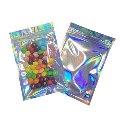 acheter 6x9 pouces résistant à l'odorat Flat Foil Réséalable Holographique Mylar sac fermeture à glissière pour les fêtes Favoriser le stockage de nourriture Emballage alimentaire online manufacture