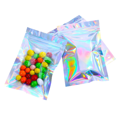 acheter 4*6 pouces étanche à la chaleur écaille de déchirure haut en aluminium holographique Mylar sac fermeture à glissière pour la nourriture bijoux maquillage de stockage online manufacture