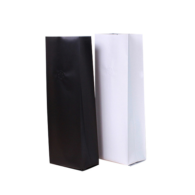 acheter Four Side Seal Foil revêtu à fond plat Sacs à café 0,5 lb 1 lb 2 lb Blanc Noir avec vanne de dégazage online manufacture