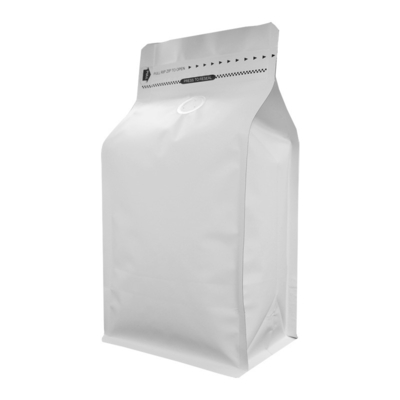 acheter Liner en papier d'aluminium blanc mat 8 oz sacs de café avec soupape carré fond fermeture à glissière tirer du ruban online manufacture