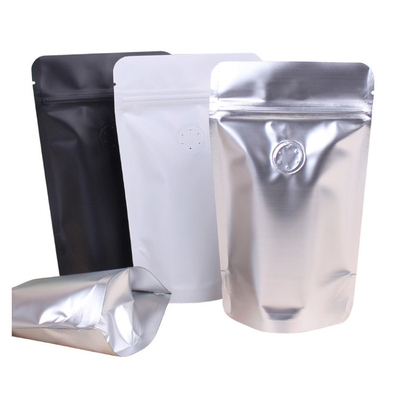 acheter 8 oz 0.5 lb sacs de café en aluminium blanc noir avec une vanne de dégazage debout avec fermeture à glissière ré-verrouillable online manufacture