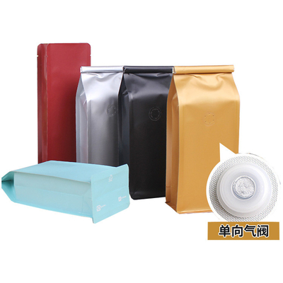 acheter 1 lb 2 lb Foil d'aluminium Carré Fond Sac de grains de café avec soupape de fer blanc online manufacture