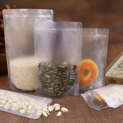 acheter 3.9 x 5.9 pouces étanchéité thermique Matte Clear Stand Up Pouch Bags avec verrouillage à fermeture à glissière ré-fermable pour les aliments, les haricots, les collations online manufacture