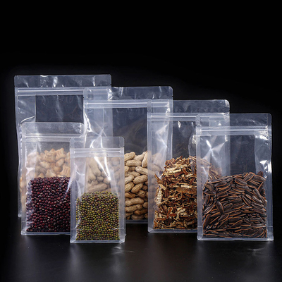 acheter Sacoche transparente et transparente à fond plat avec fermeture à glissière PET/PE de qualité alimentaire online manufacture
