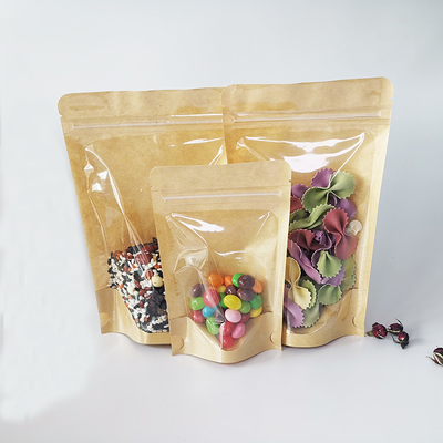 acheter Matt Lamination Fermeture à glissière étanche à la chaleur Kraft Stand Up Pouches avec impression numérique de fenêtre Pour les sacs d'emballage alimentaire online manufacture