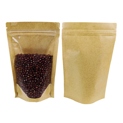 acheter Papeterie kraft brune en forme de coussinet stratifié avec fermeture à fermeture à glissière pour emballage de haricots alimentaires online manufacture