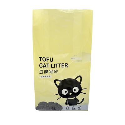 Sacs d'emballage pour litière de chat en plastique recyclable à charge lourde et résistant à l'aspiration de 6 L jaune personnalisés avec coussinet latéral et fenêtre