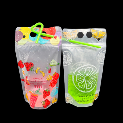 16 oz sacs de boissons alcoolisées personnalisés debout fermeture éclair sac de boisson réutilisable pour cadeau de fête d'anniversaire