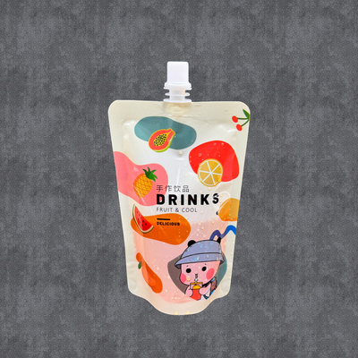Emballage en plastique recyclable imprimé brillant à boutons pour boissons froides