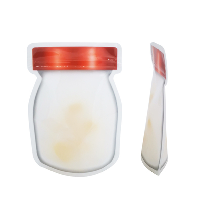 Sacs à fermeture à glissière personnalisés à nouveau fermées Jars de maçon en forme debout Sacs d'emballage réutilisables avec fenêtre pour le stockage de nourriture, collations