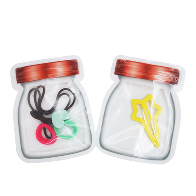 Conception personnalisée Forme de bocal de stockage Translucide debout Ziplock sacs à joints thermiques pour les aliments, les bonbons, les collations, les emballages de biscuits