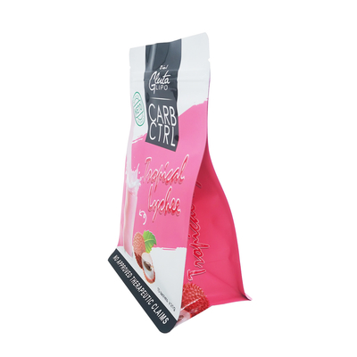 Impression UV spéciale brillante partielle mate à fond plat côté sac de coussinet avec fermeture à glissière pour l'emballage de poudre alimentaire