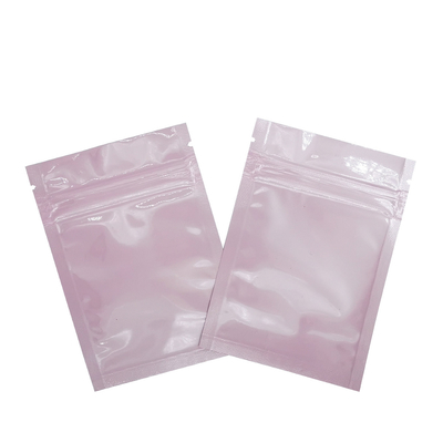 Imprimé sur mesure résistant à l'odorat résistant à la lumière rose plat sac Mylar recouvreable Foil pouch avec fermeture à glissière pour les aliments, masque facial