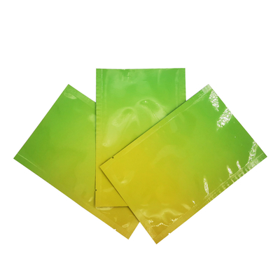Conception personnalisée Couleur jaune vert brillant Gradient Fermeture à glissière plate avec revêtement en feuille pour l'emballage alimentaire