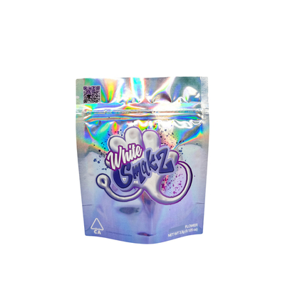 Sacs à nourriture en argent holographique recouvreable debout Mylar 3.5g motif de dessin animé spécial