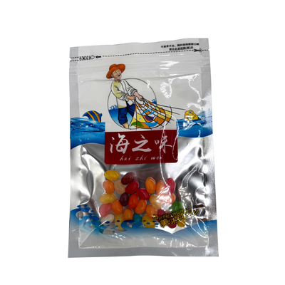 Un côté argenté un côté transparent sur mesure imprimé Mylar sacs avec fermeture à glissière pour les fruits de mer de pêche appât emballage