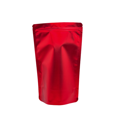 Sacs à fermeture à glissière en aluminium enroulés en rouge mat pour le stockage des aliments