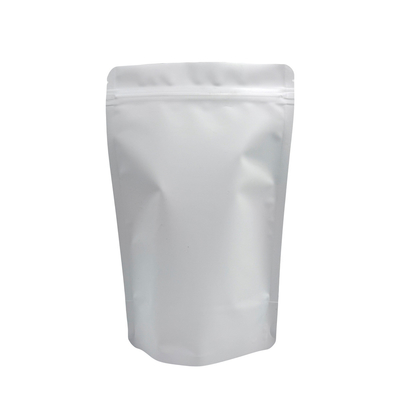 Emballages en papier peint en blanc mat en poche verticale pour les aliments avec fermeture à glissière et encoche déchirante