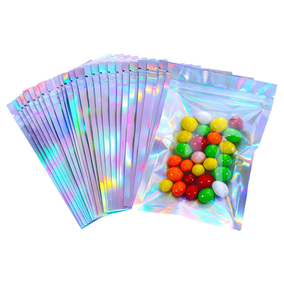 Sacs Mylar holographiques à fermeture thermique et à fermeture à clef recouvrée pour emballer des aliments