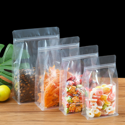 Sacs à sacs carrés au fond transparent pour les aliments pour animaux de compagnie / collations