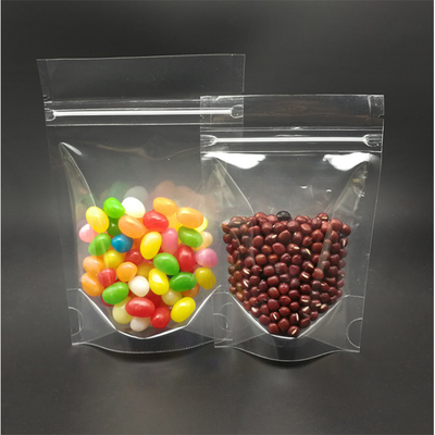 Crystal Clear Stand Up Pouches avec fermeture à glissière pour les fruits secs, les noix, les collations, les emballages de bonbons