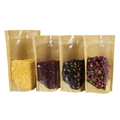 Imprimante numérique résistante à l'humidité Fermeture à glissière Papier Kraft Stand Up Pouch Pour les aliments secs Snacks Emballage de bonbons