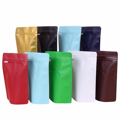 1 livre 500 G Laminat en feuille d'aluminium coloré Sac à café debout avec soupape de dégazage à fermeture à glissière